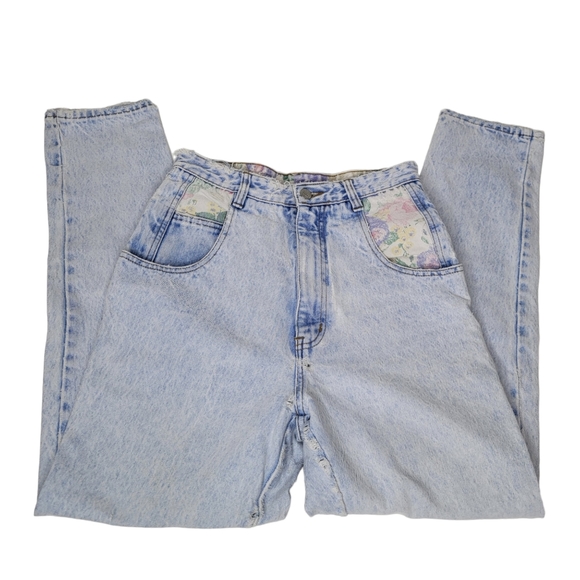 VTG Vintage High Rise Bare Back Jordache Jeans Floral Pockets Light Rinse 90s 28 - Picture 14 of 14